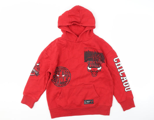 NBA Boys Red Chicago Bulls Hoodie 9-10Y Pullover Sports