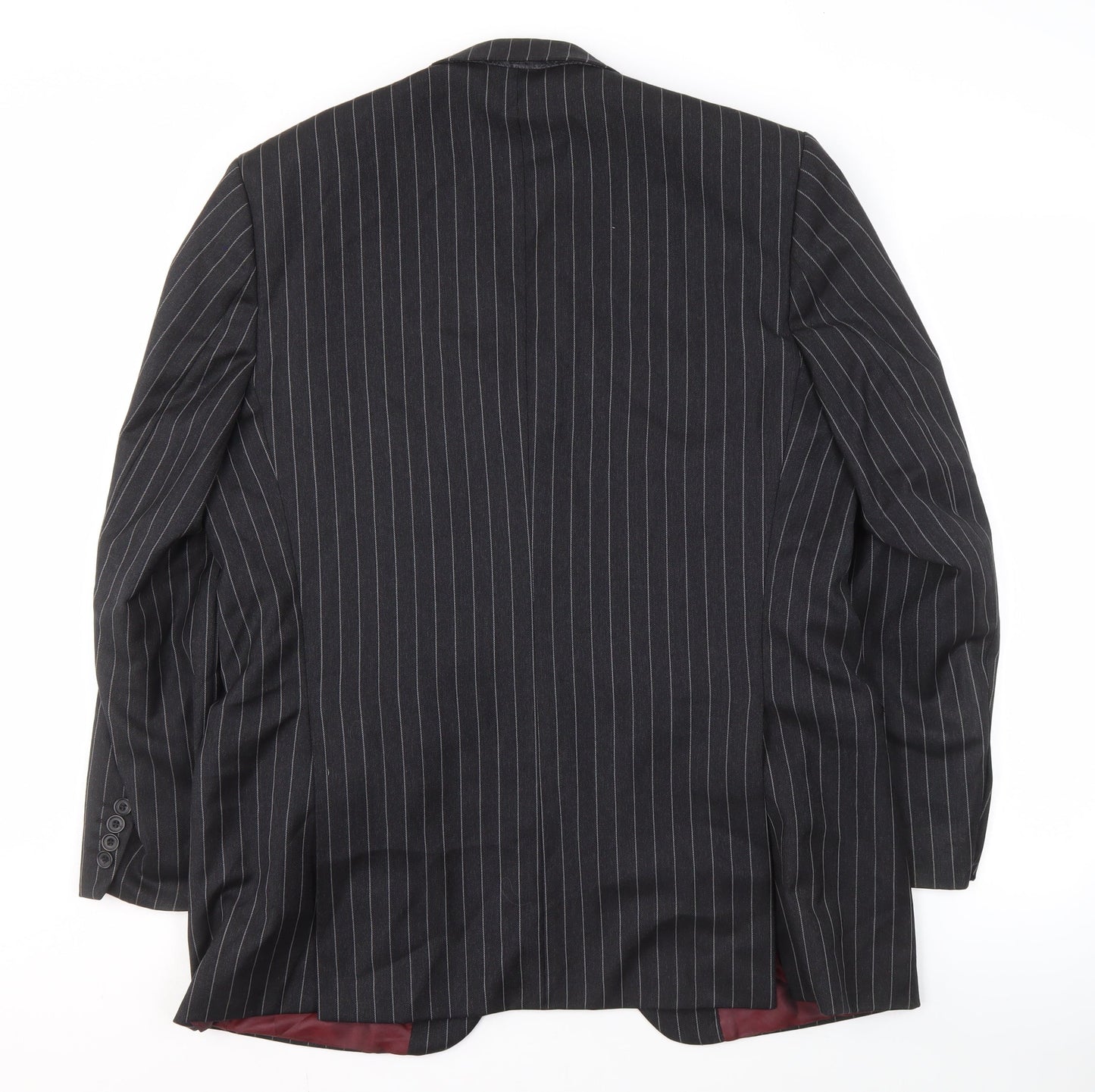 Dehavilland Men's Black Wool Striped Suit Jacket 40R