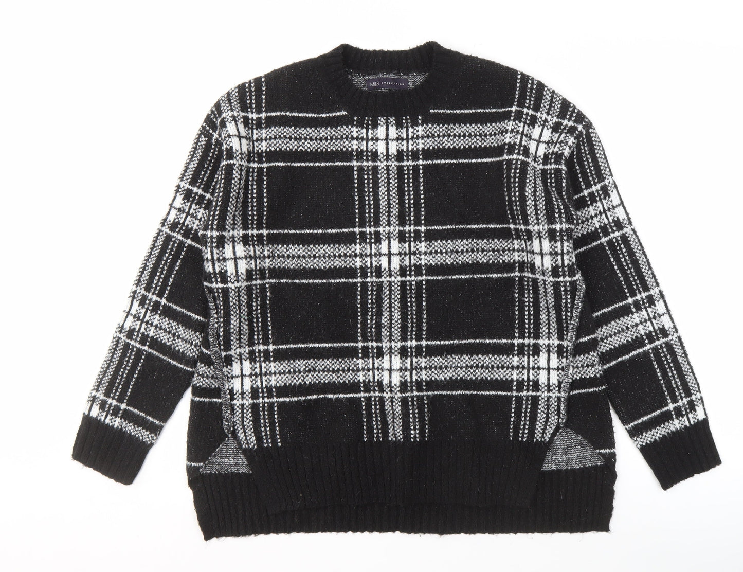 Marks and Spencer Women's Black Plaid Pullover Jumper