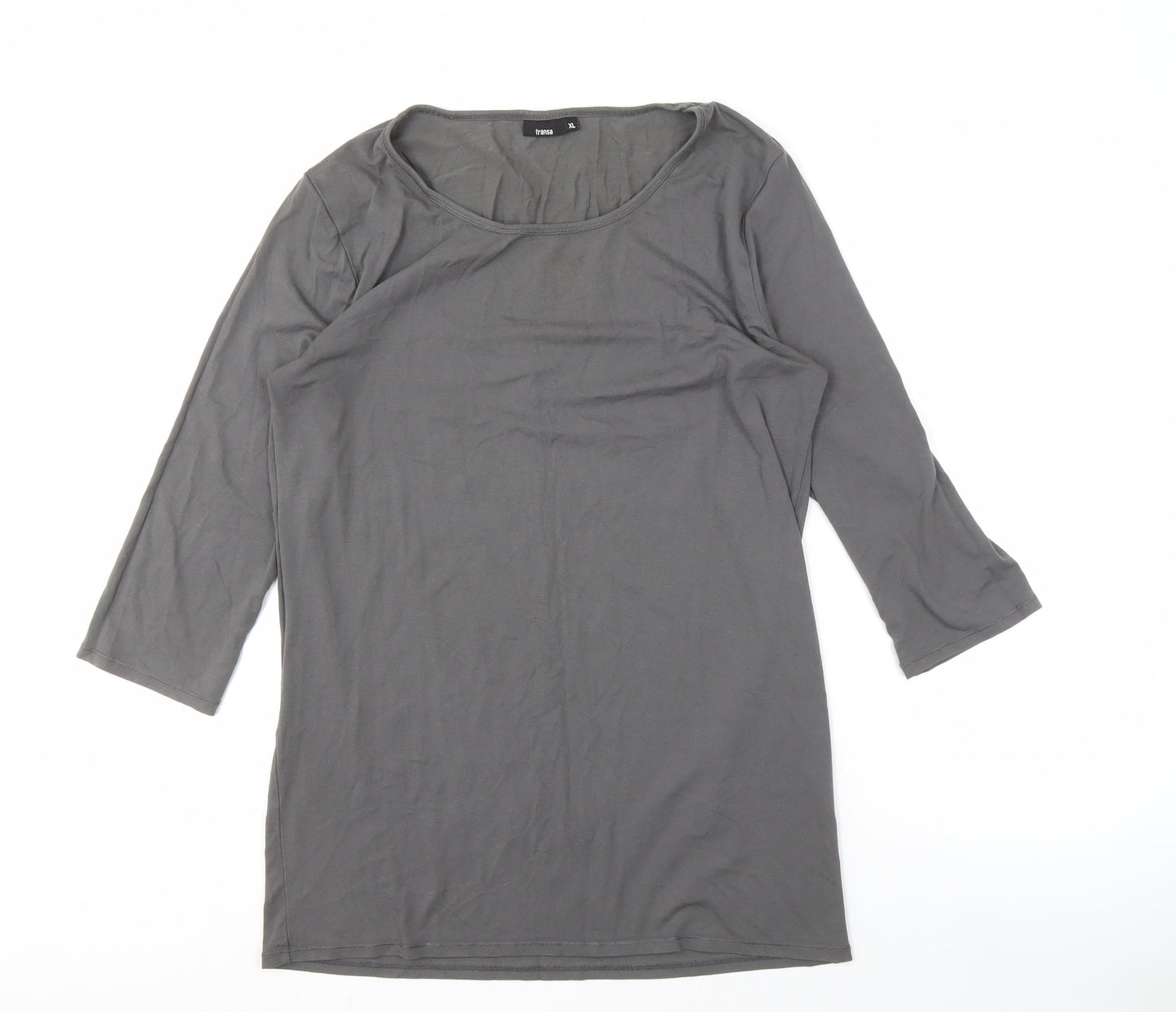 Fransa Women’s Grey Scoop Neck 3/4 Sleeve Top XL