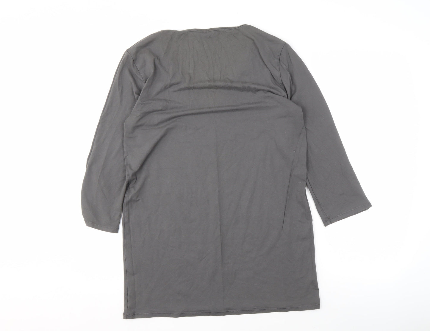 Fransa Women’s Grey Scoop Neck 3/4 Sleeve Top XL