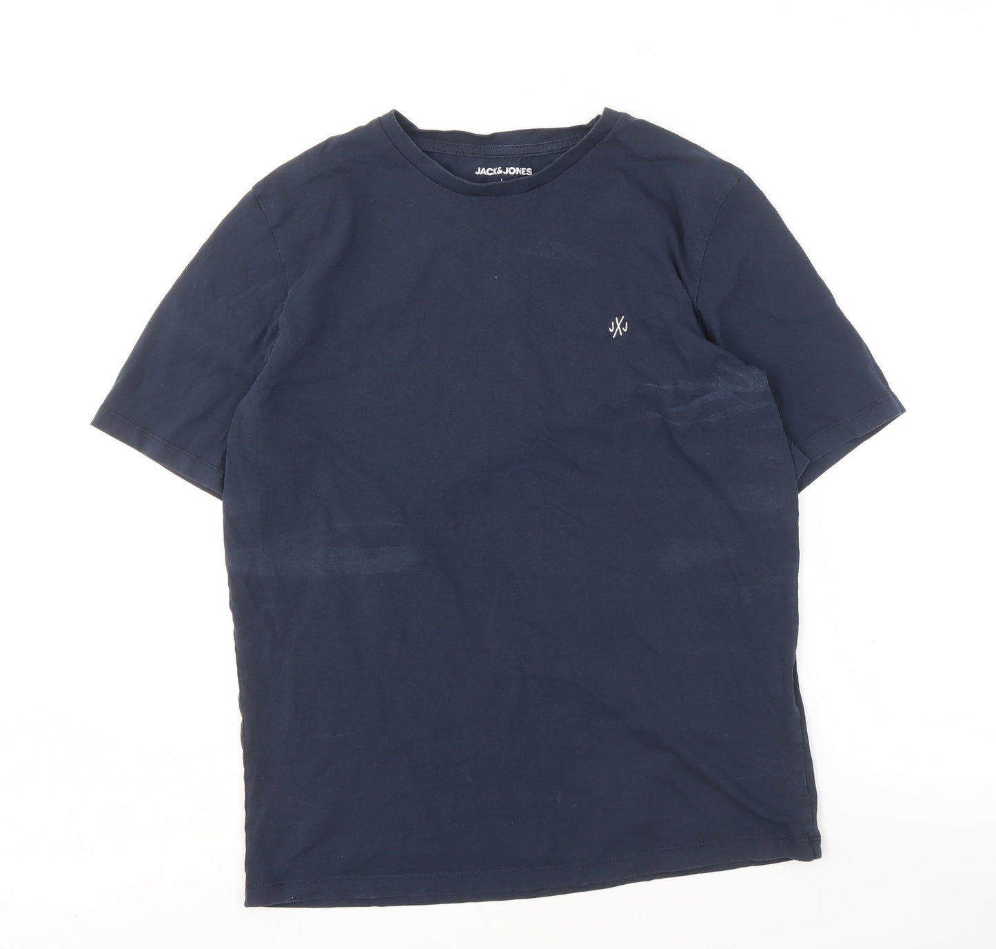 Jack & Jones Men's Blue Cotton Crew Neck T-Shirt L