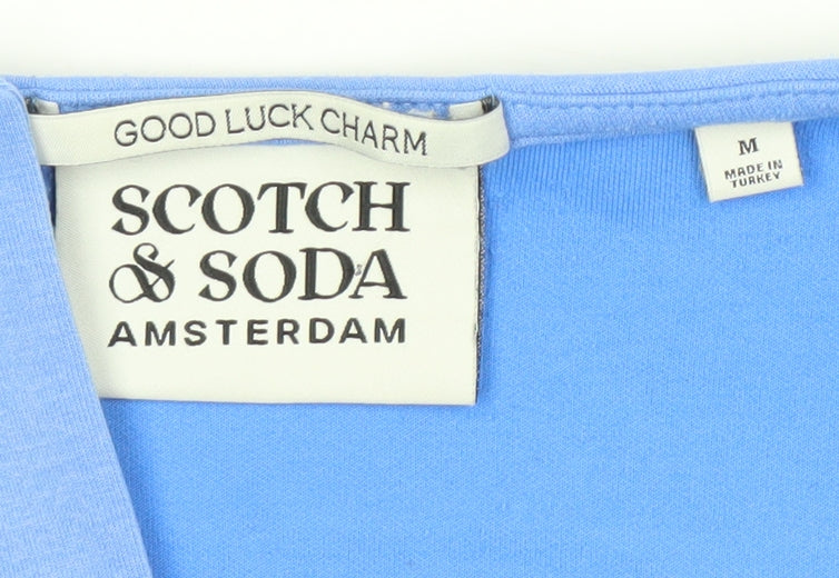 Scotch & Soda Women's Blue V-Neck Top, Size M, Jersey