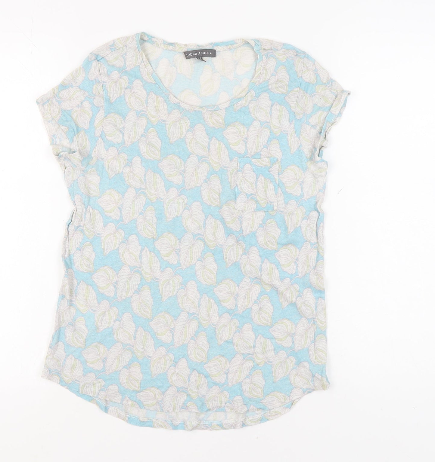 Laura Ashley Women's Blue Floral T-Shirt Size 10