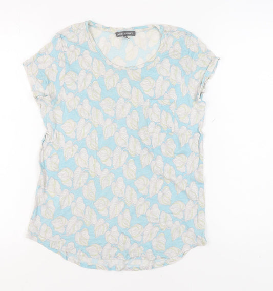 Laura Ashley Women's Blue Floral T-Shirt Size 10