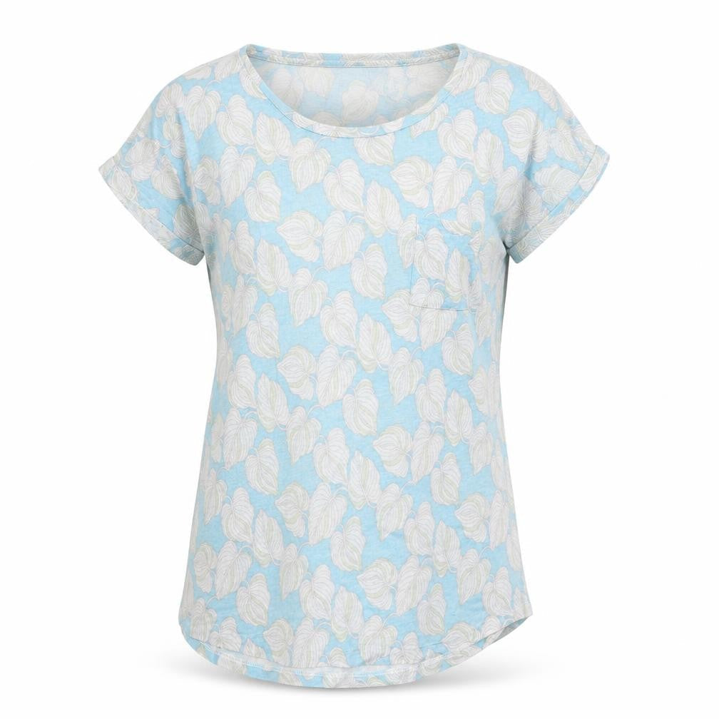 Womens UK Size 10 Laura Ashley Blue Linen T-Shirt