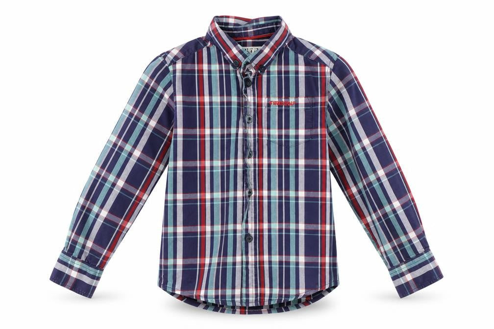Firetrap Boys Blue Plaid Button-Up Shirt, 4-5 Years, Cotton