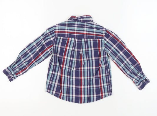 Firetrap Boys Blue Plaid Button-Up Shirt, 4-5 Years, Cotton