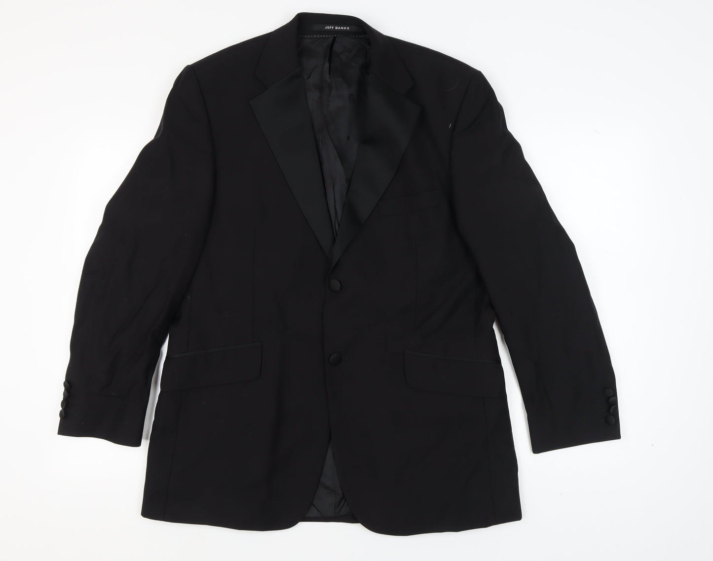 Jeff Banks Men's Black Regular Wool Tuxedo Blazer 42R Formal