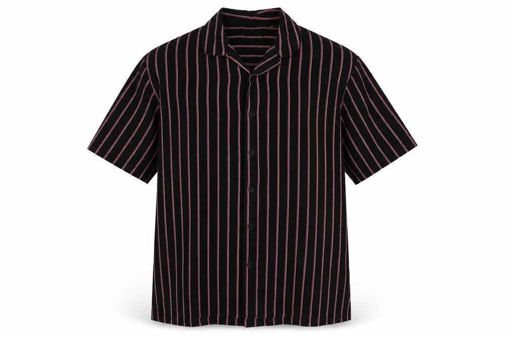 Brave Soul Men's Black Striped Short Sleeve Shirt M