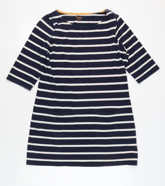 Boden Women's Striped Shift Dress in Cotton Size 14