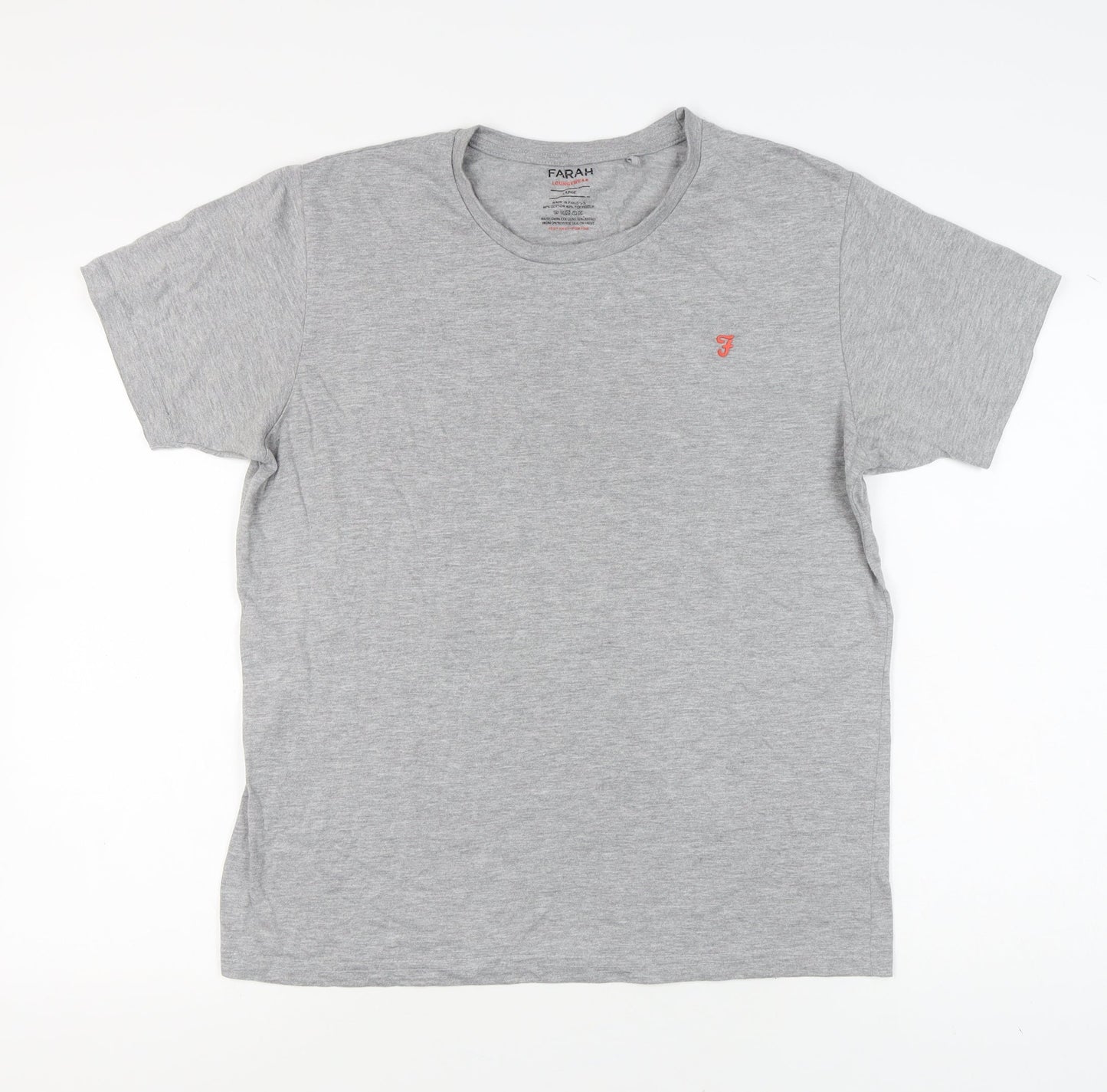 Farah Men's Grey Short Sleeve Crew Neck T-Shirt Size L