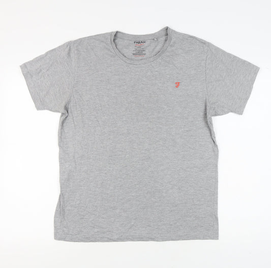 Farah Men's Grey Short Sleeve Crew Neck T-Shirt Size L