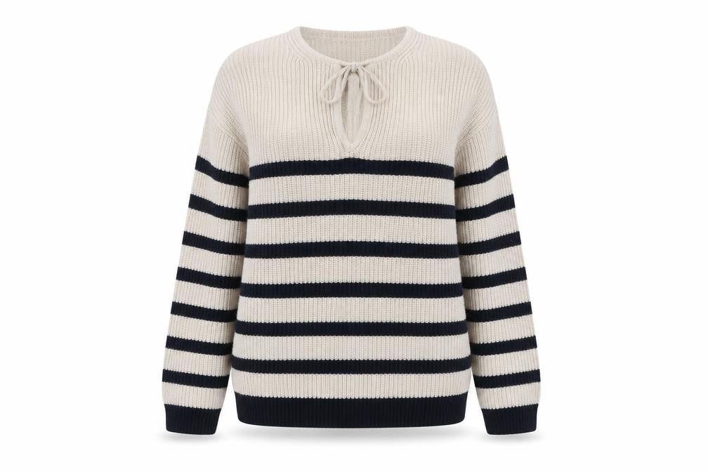 The White Company Women Beige Striped XS Pullover Jumper