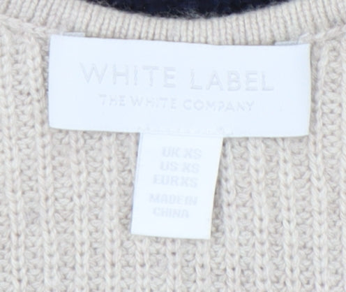 The White Company Women Beige Striped XS Pullover Jumper
