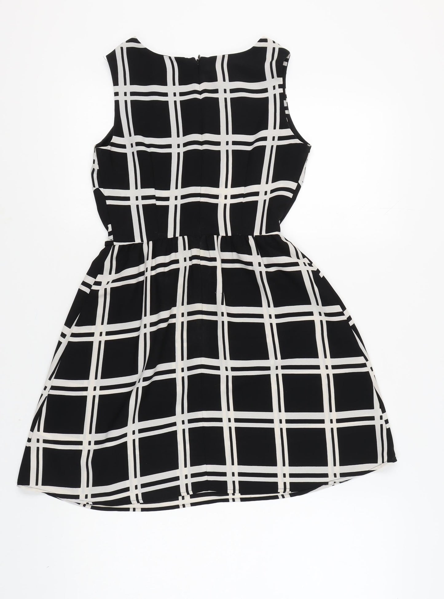 New Look Women's Black Check A-Line Dress Size 6