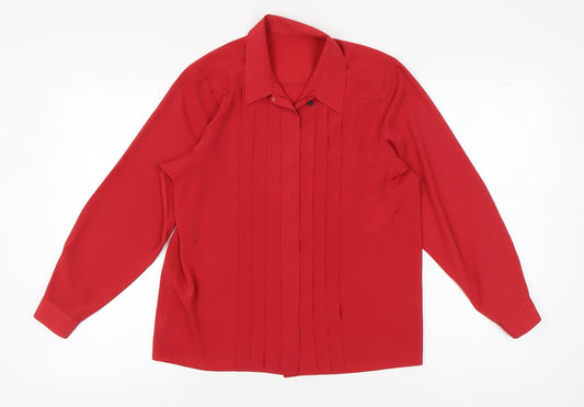 St Michael Women's Red Blouse Size 10 Long Sleeve