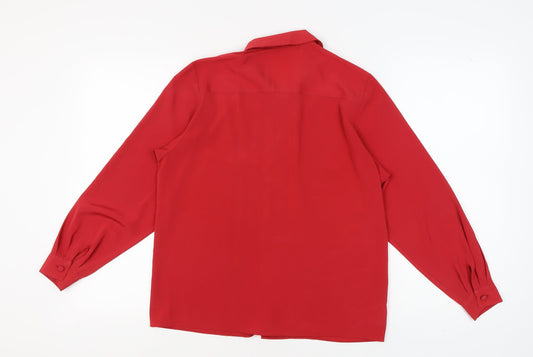 St Michael Women's Red Blouse Size 10 Long Sleeve