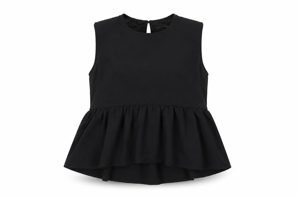 Front view of In The Style Women's Black Peplum Blouse, size 12