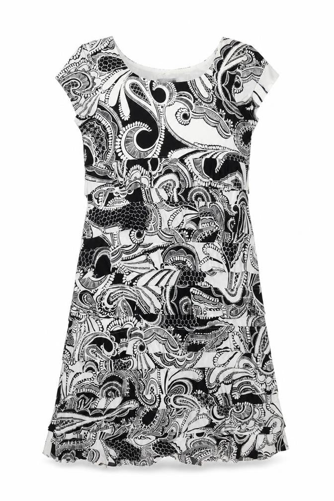 Roman Women's Black White Paisley Dress, Size 10
