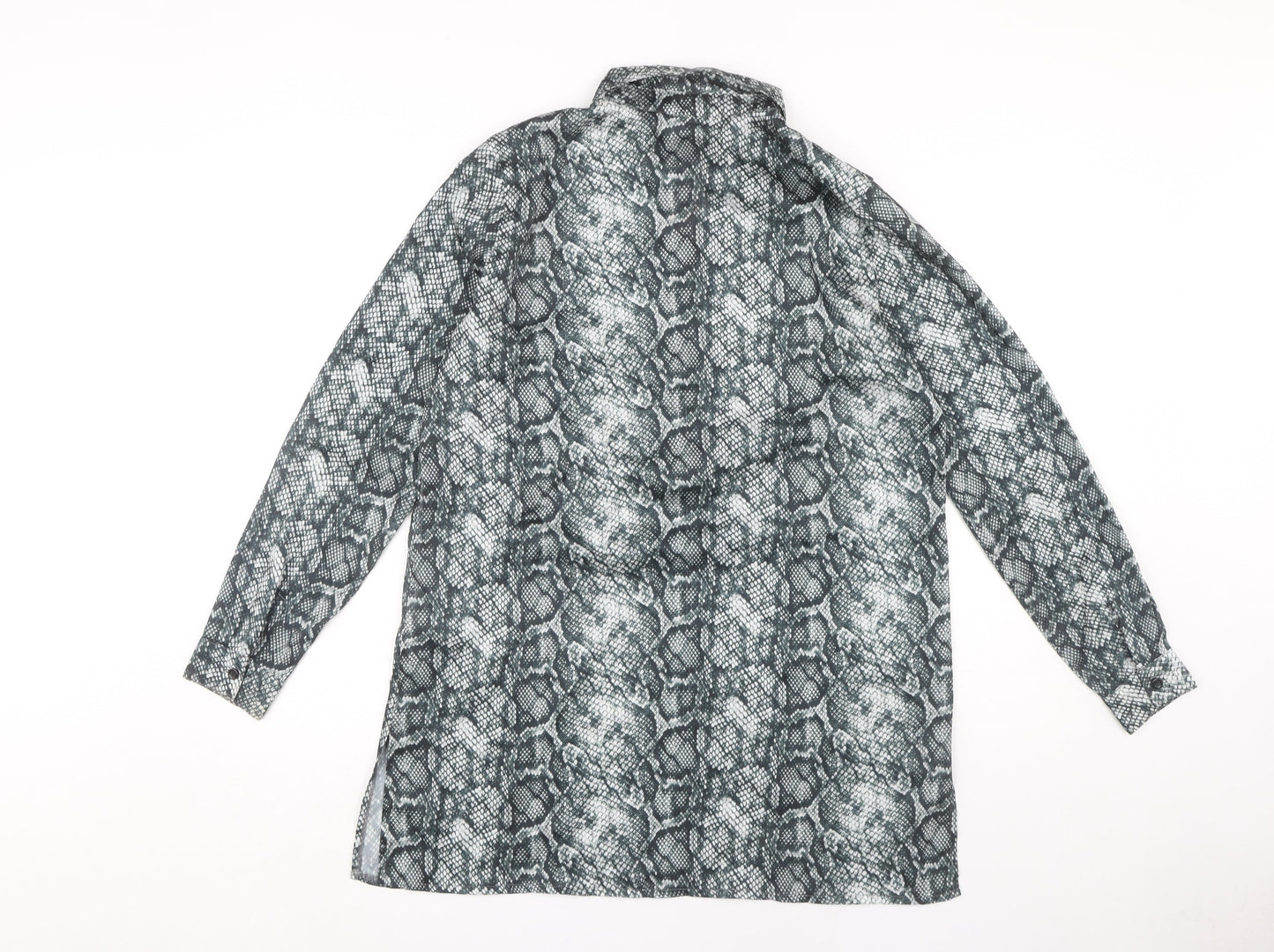 NA-KD Women's Grey Snake Print Tunic Shirt 10