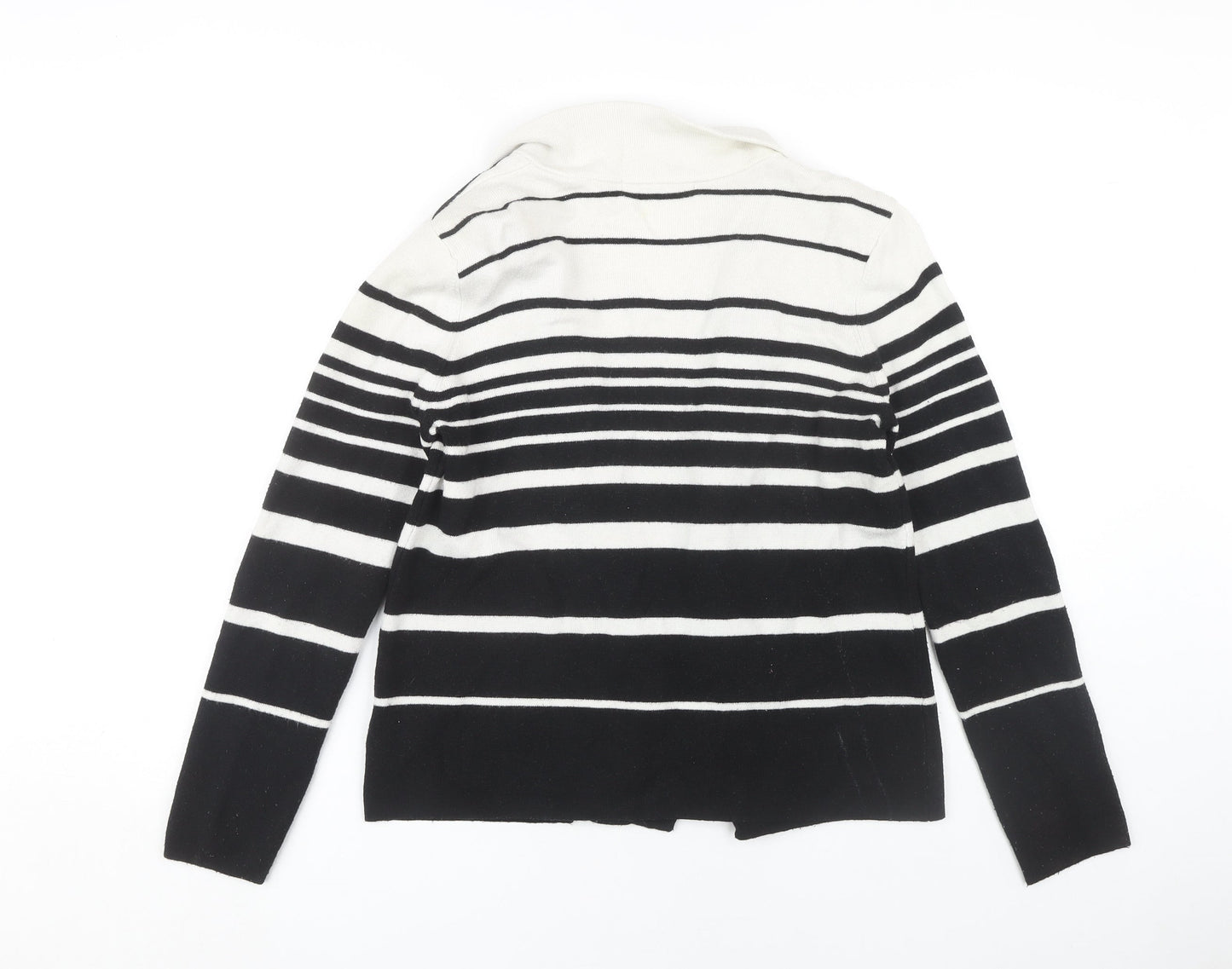 Marks and Spencer Women's Black Striped Open Front Cardigan Size 14