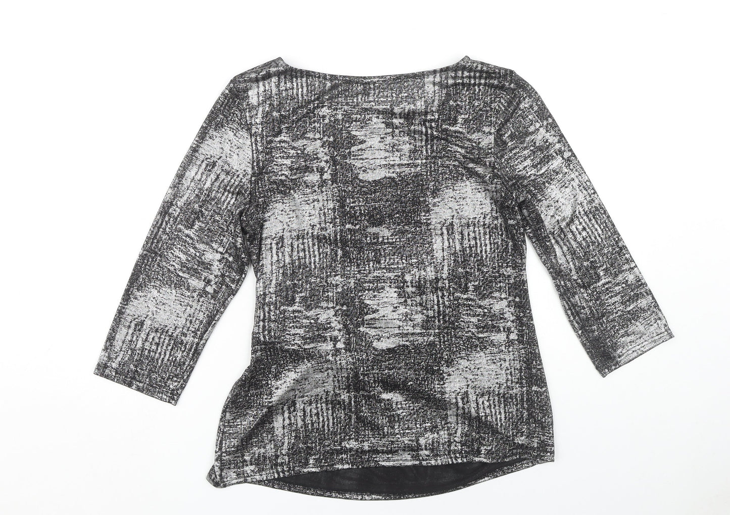 Roman Women's Black Geometric 3/4 Sleeve Top Size 14