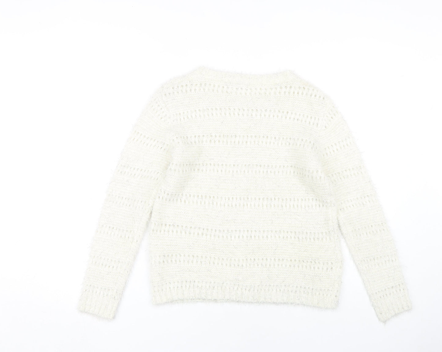 Quiz Women's White Open-Knit Pullover Jumper S