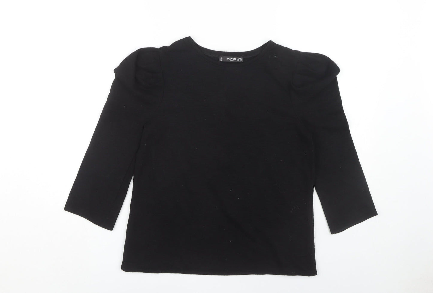 Mango Women's Black XS Puff Sleeve Basic Top