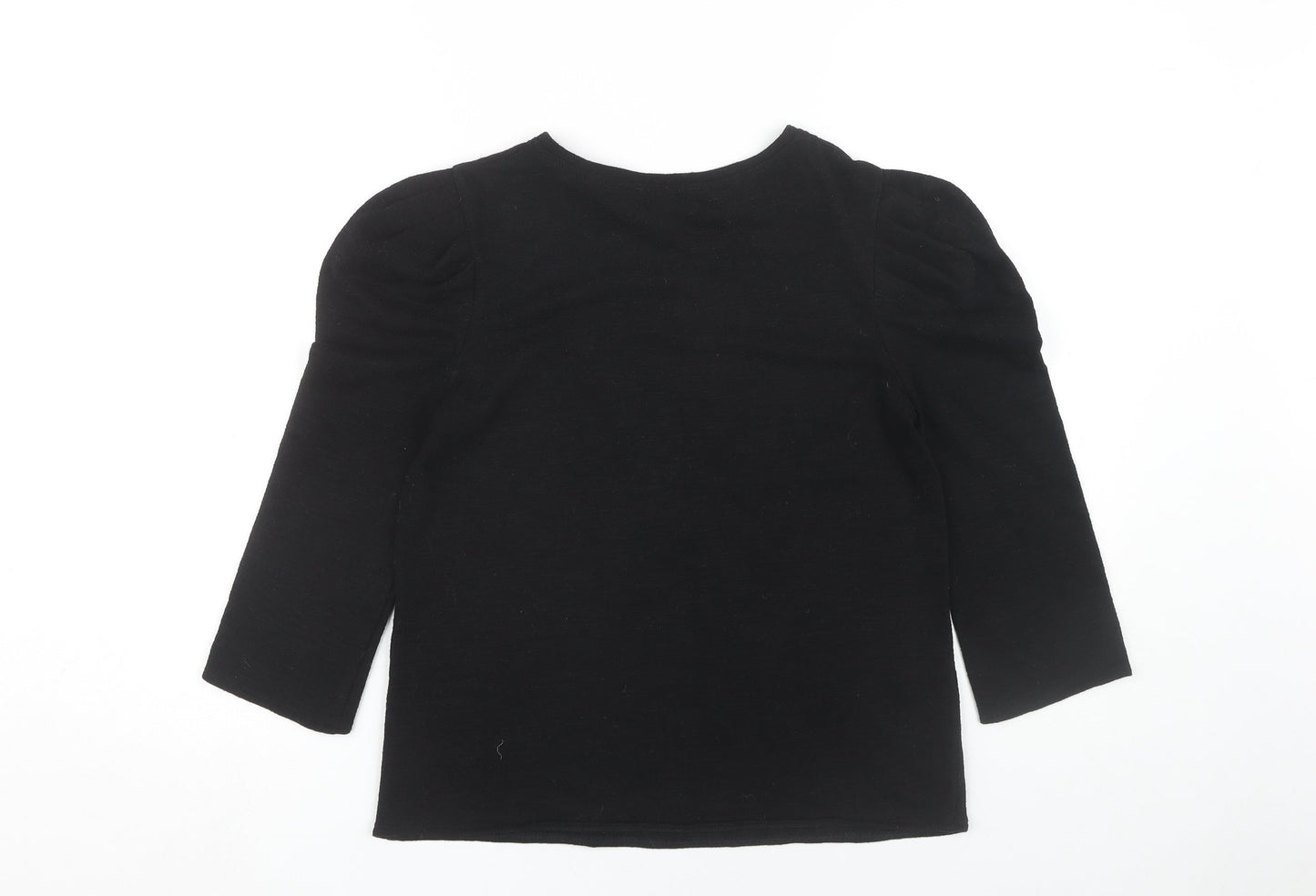 Mango Women's Black XS Puff Sleeve Basic Top