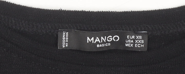 Mango Women's Black XS Puff Sleeve Basic Top