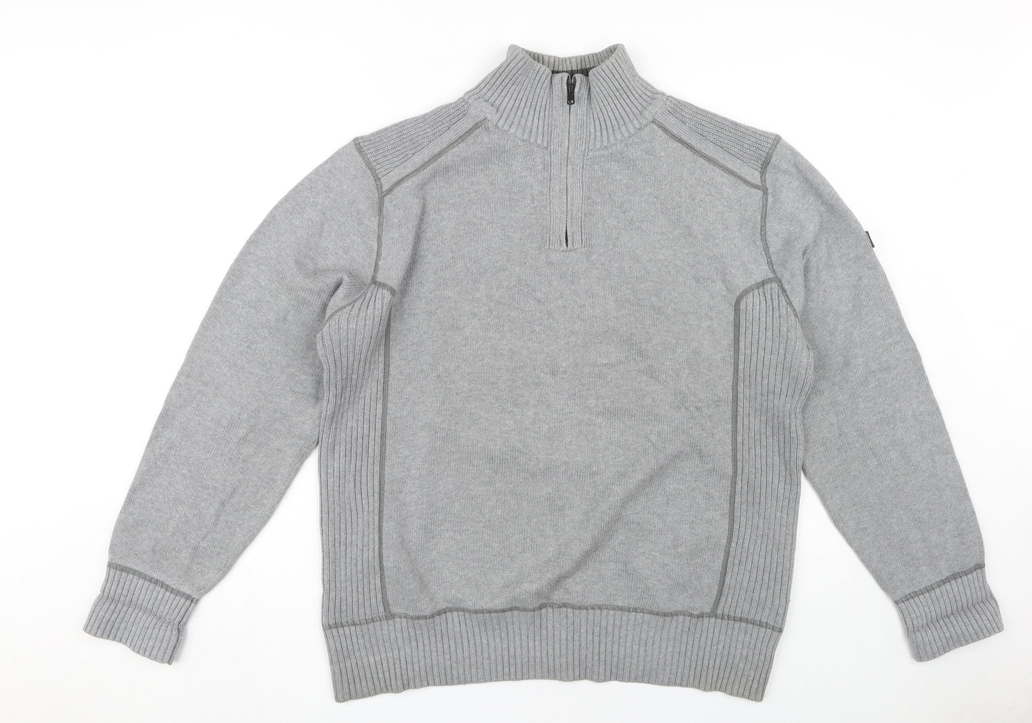 Next Men's Grey 1/4 Zip Sweater, Size L