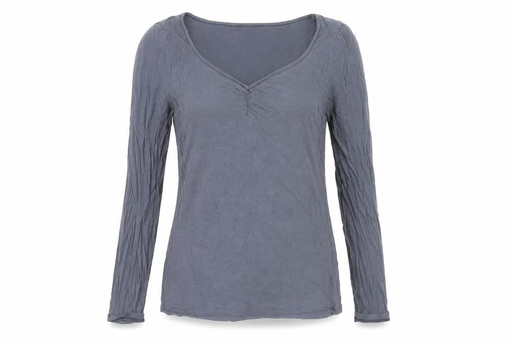 Soaked in Luxury Women's Grey V-Neck Long Sleeve Top