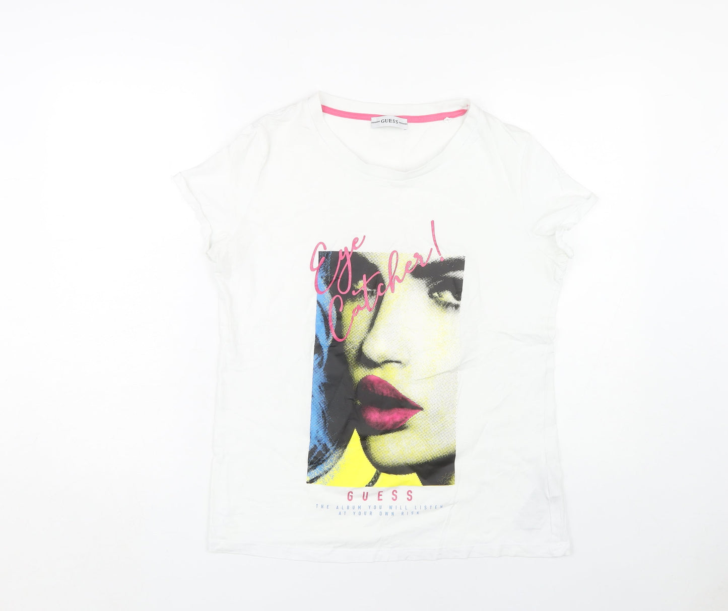 Guess Women's White T-Shirt M - Eye Catcher Design