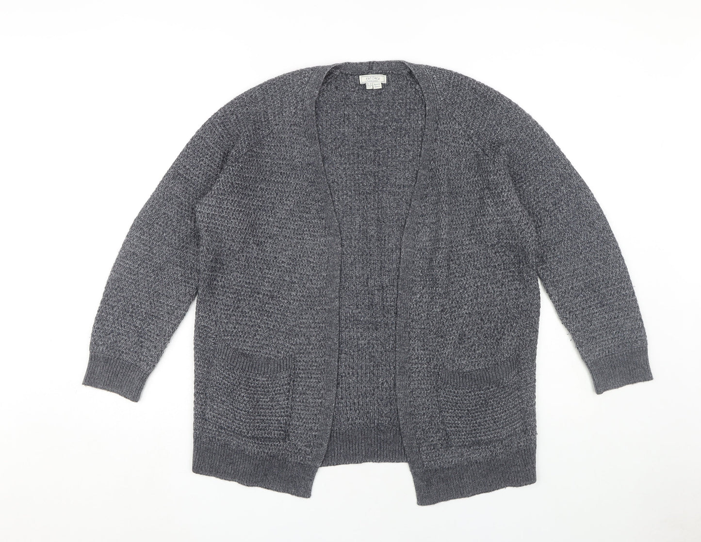 Fat Face Women's Grey Open Front Cardigan, Size 12, Open Knit