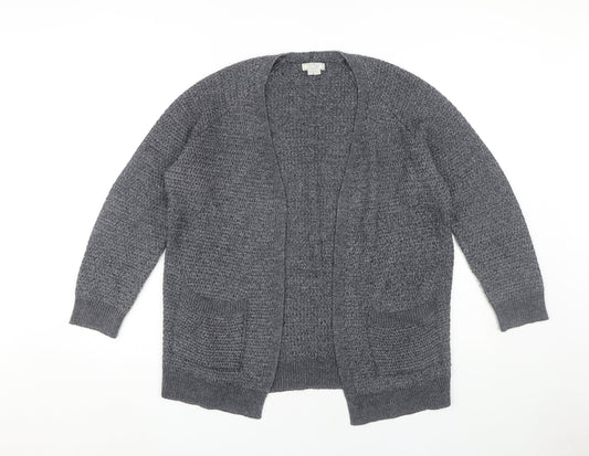 Fat Face Women's Grey Open Front Cardigan, Size 12, Open Knit