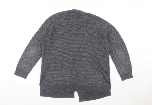 Fat Face Women's Grey Open Front Cardigan, Size 12, Open Knit
