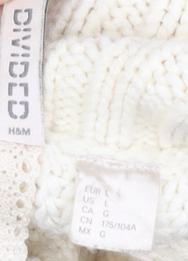 H&M Women's Ivory Knit Roll Neck Jumper L