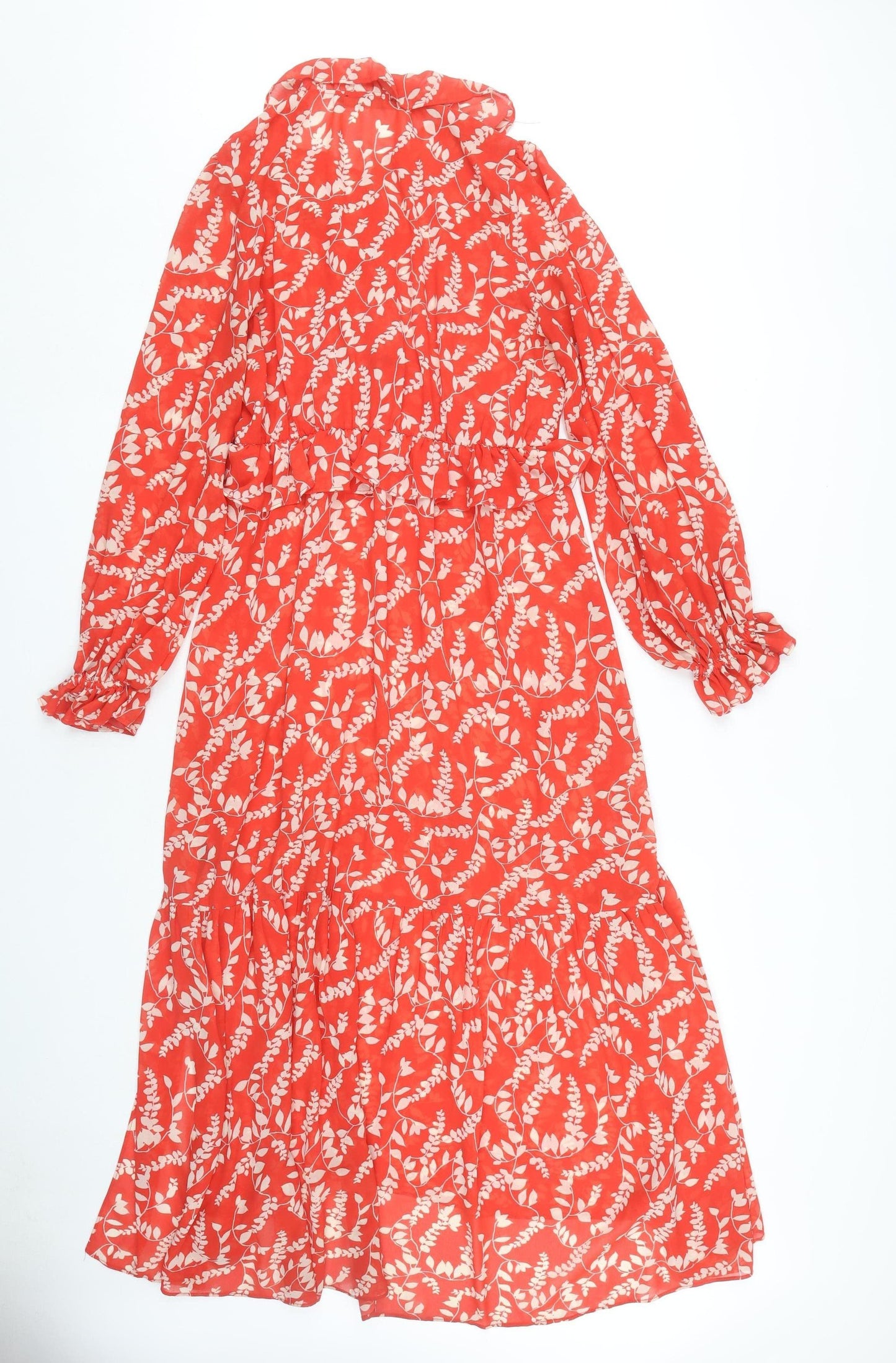 Very Women's Red Floral Midi A-Line Dress Size 10