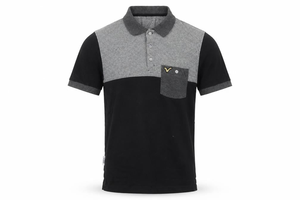 Voi Jeans Men's Black & Grey Colourblock Polo M