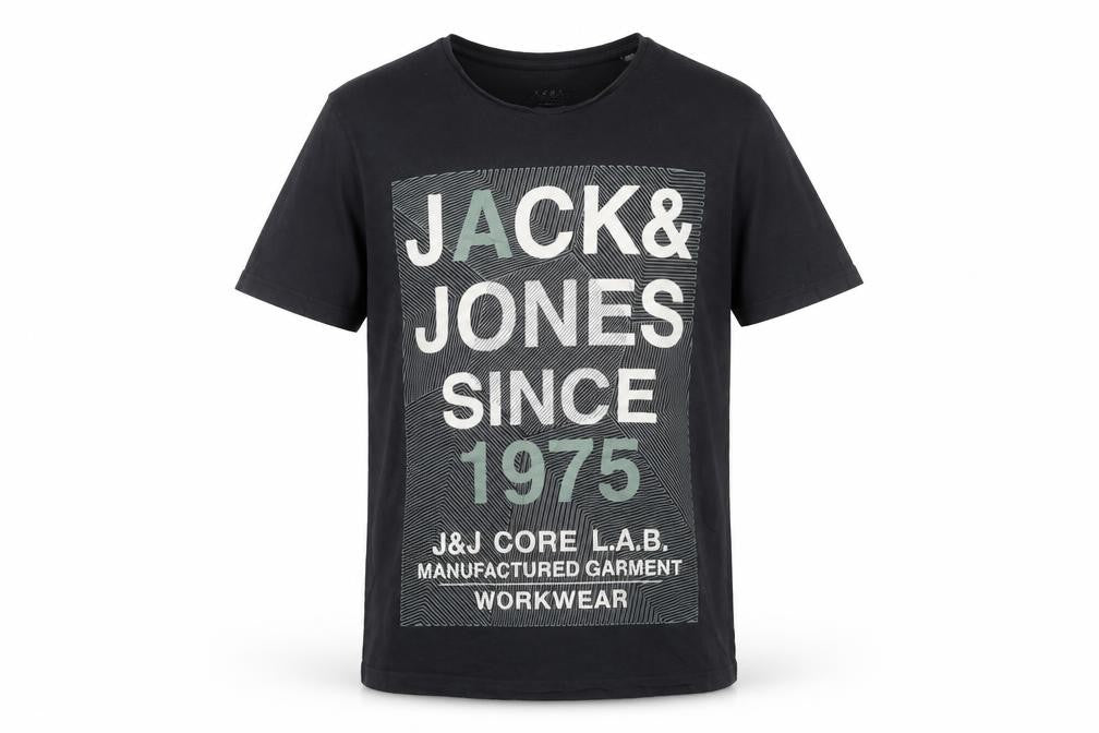 Mens UK Size L JACK & JONES Black  Cotton T-Shirt