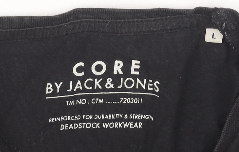 Jack & Jones Men's Black Graphic Print T-Shirt L