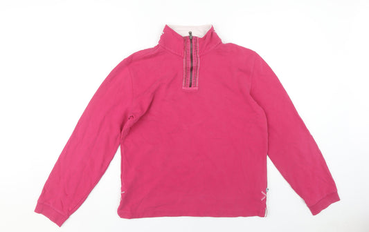 White Stuff Women's Pink 1/4 Zip Pullover Sweatshirt Sz 10