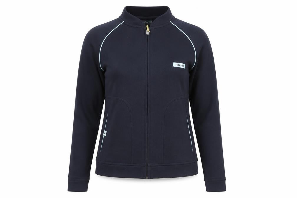 Womens UK M Regular Reebok Black Full Zip Sweatshirt