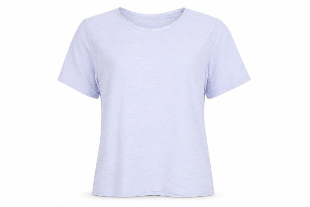 Front view of Honor Millburn Women's Purple Basic T-Shirt, size M