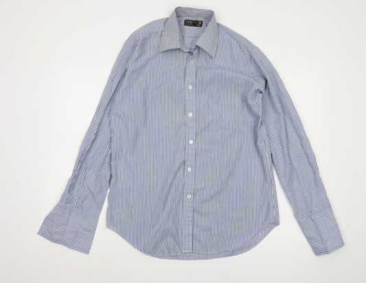 St Michael Men's Blue Striped Shirt 38