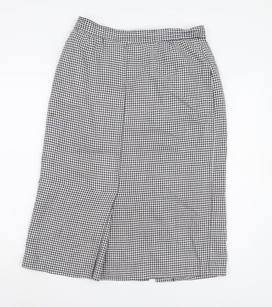 St Michael Women's Blue Check Long Pencil Skirt Size 16