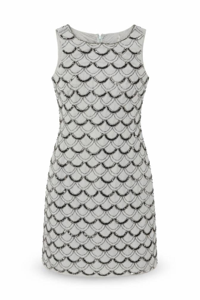 Monsoon Grey Sequin Sheath Dress UK 12 Women's Party