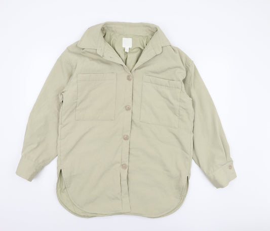 H&M Women's Beige XS Long Sleeve Casual Button Jacket