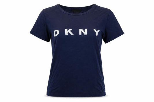 Womens UK Size S DKNY Blue Cotton T-Shirt